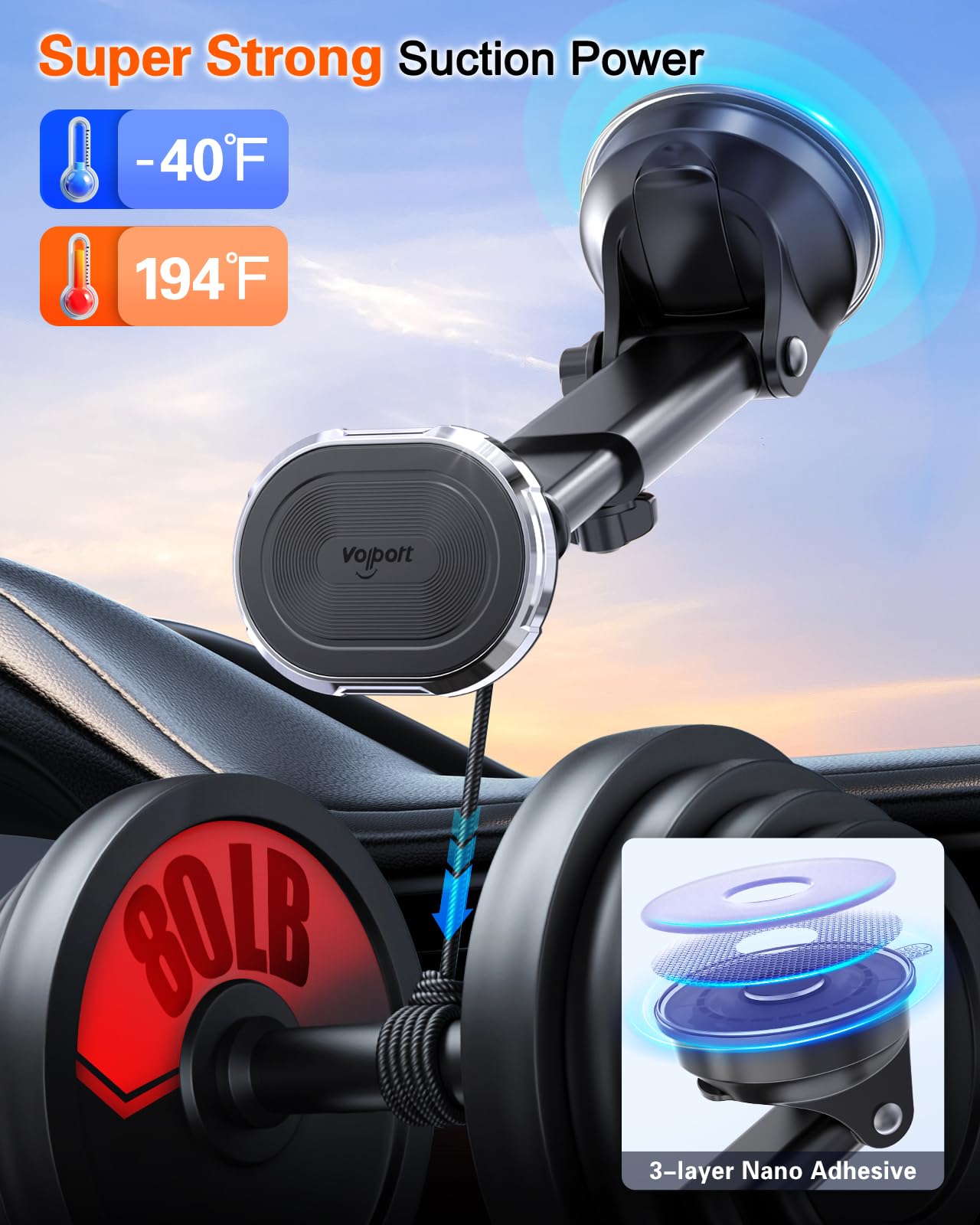 volport Supporto magnetico per auto