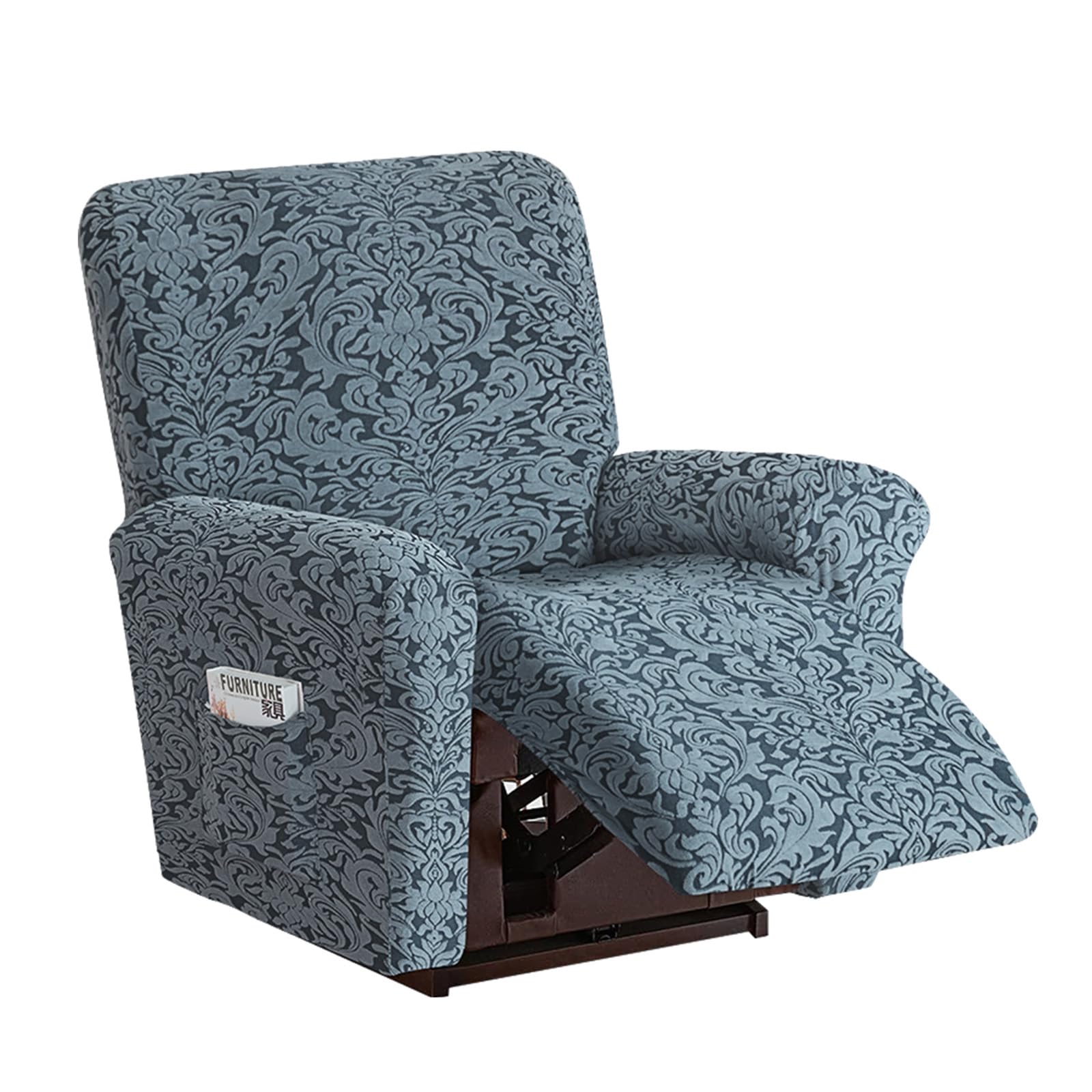 LIFEDX Funda Sillon Relax Reclinable 1 Plaza Jacquard,Funda de Sillón Relax Elastica,Funda para Sofá Reclinable 4 Piezas con Bolsillos Laterales,Antideslizante Protector Extraíbles y Lavables,Verde