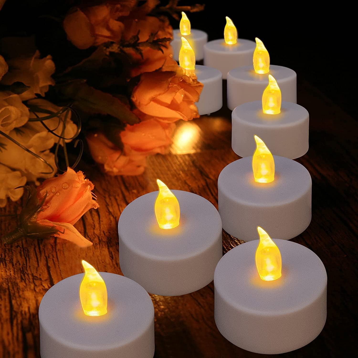 Hanzim LED Tea Lights Candles Battery Operated 24PACK Warm Yellow — product photo