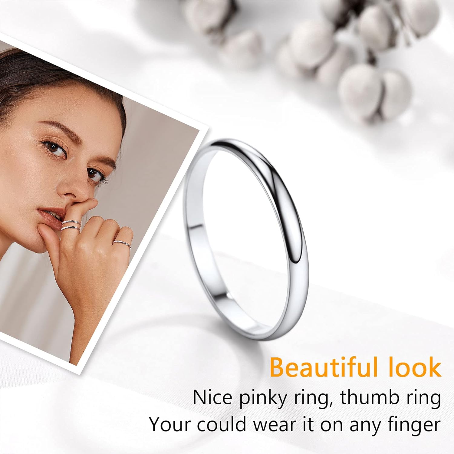 PROSILVER 925 Sterling Silver Rings for Women, 2mm/3mm Wedding Band, Dainty Triple Rings, Cuban Link, Celtic Knot, X Cross Rings, Comfort Fit, #4-#12, Boxed - Image 6