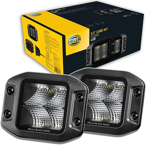 Hella 1FA 358 176-831 LED Headlight Black Magic Cube Kit 3.2 Inch 12/24 V Mounti