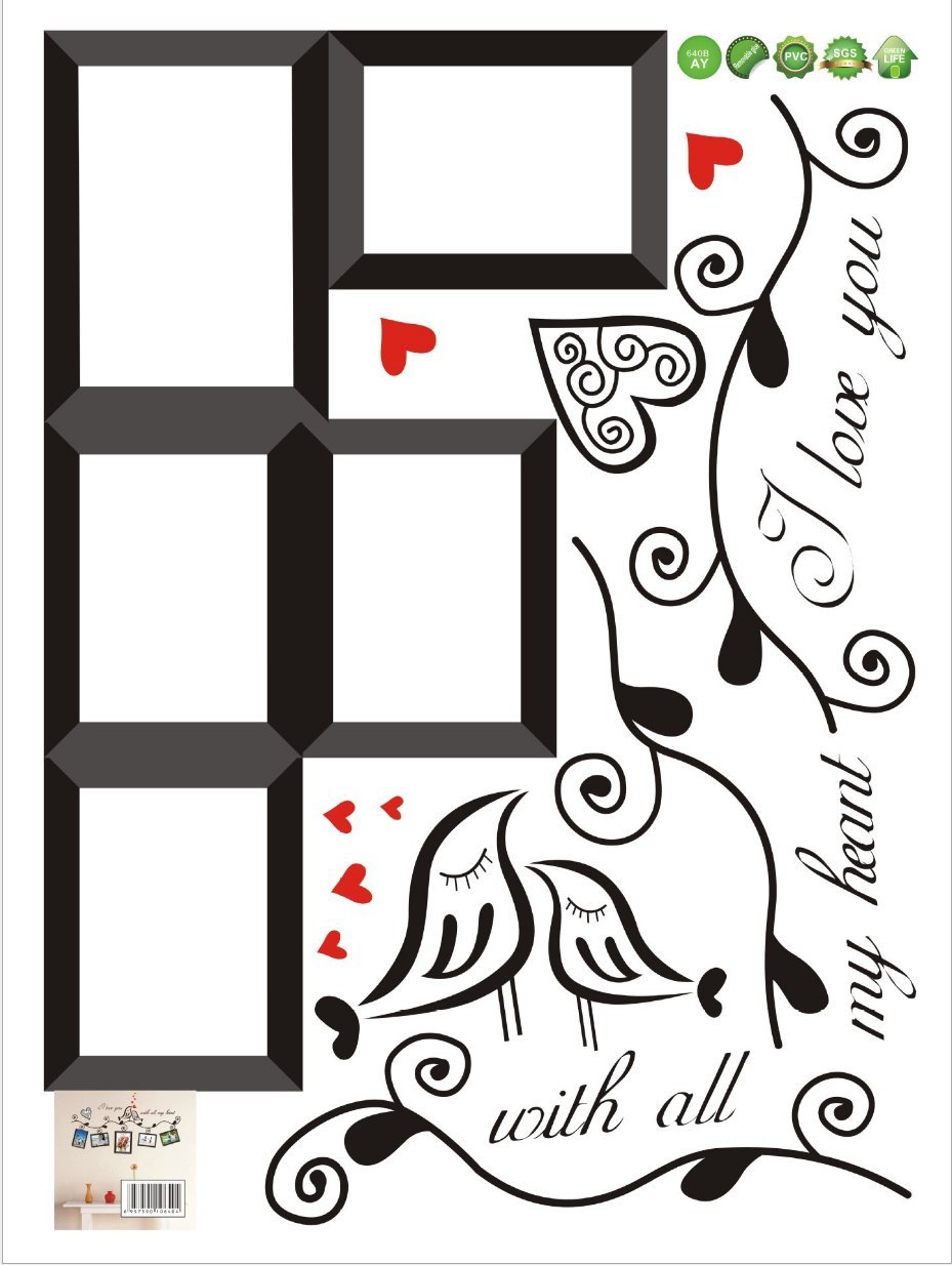 Black Photo Frame Wall Stickers DIY Mural Art Decal Self Adhesive Removable PVC Wallpaper Decor,19.7 inch27.6 inch Original