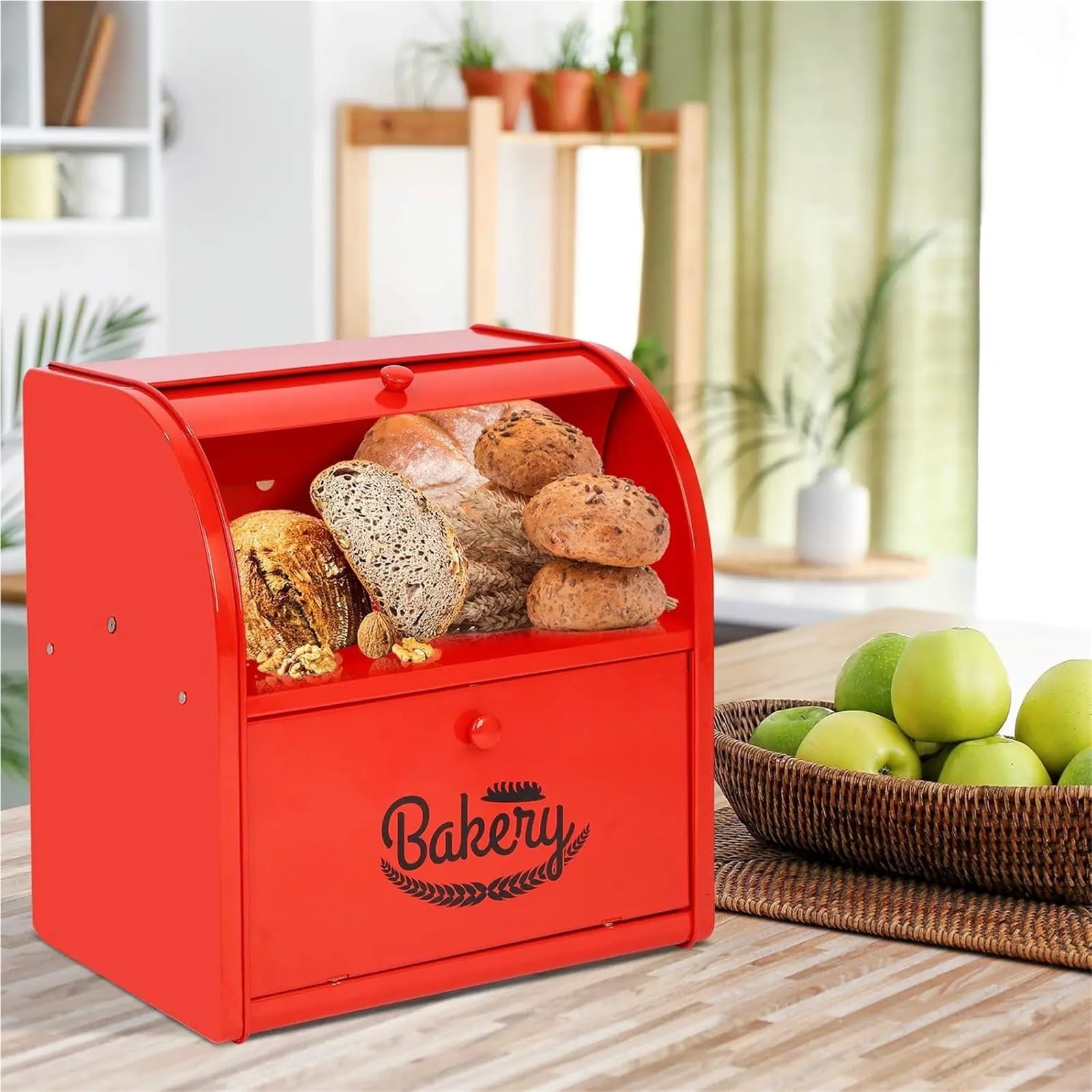 Caja de almacenamiento pan metal 2 niveles Para Pan