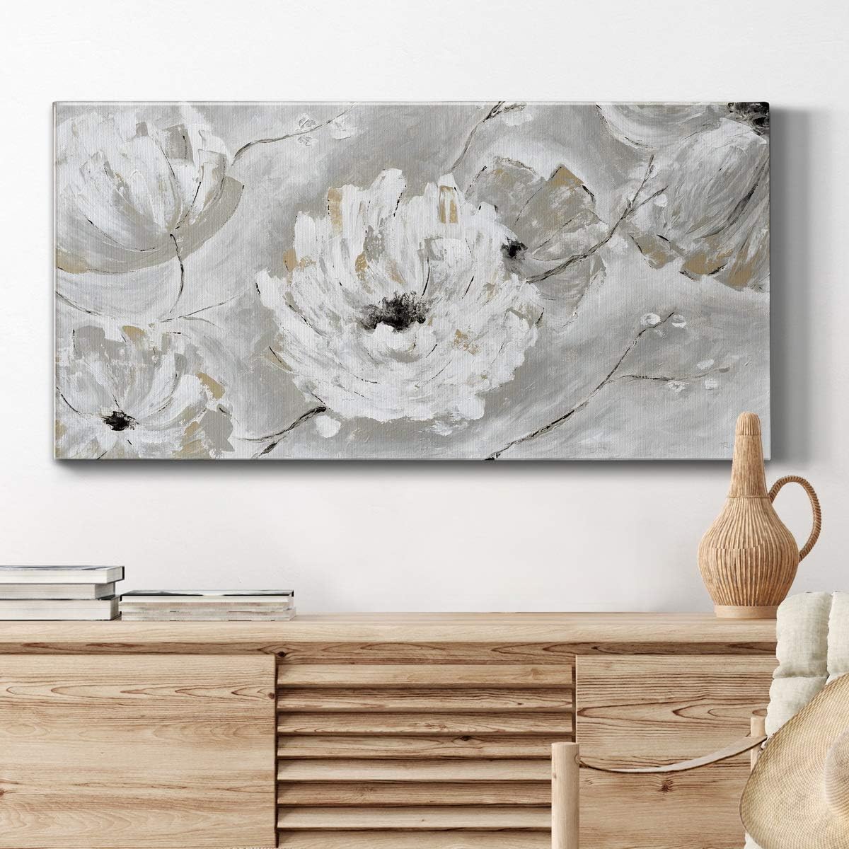 Renditions Gallery Abstract Wall Art, Wall Décor Canvas, Animals, Flowers, Coastal, Geometric, and Motivational Quotes, Ready to Hang - Silver Sun Garden 12X24