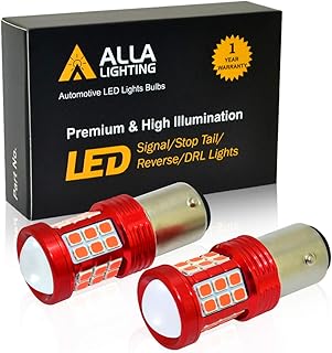 Alla Lighting 1157 7528 Extremely Bright 2600lm LED Bulbs Car Tail Lights DRL BAY15D 2357 3496 2057 Amber Yellow