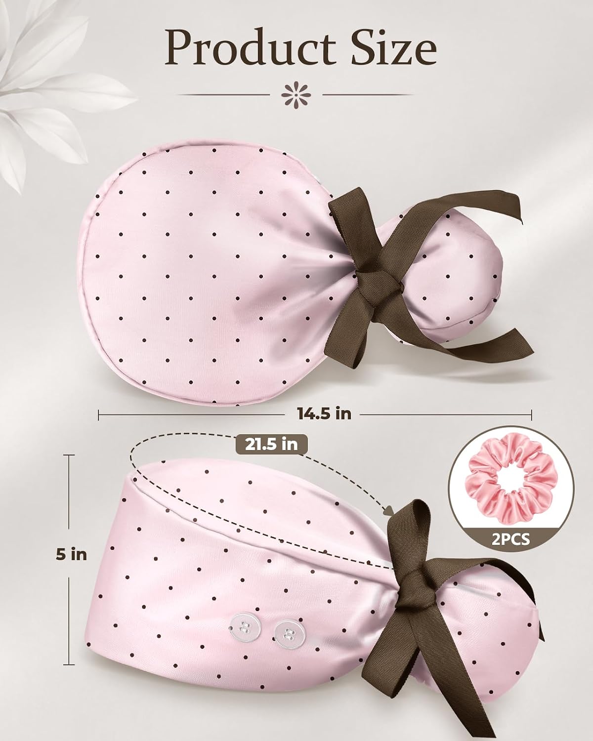 Plifal 100% Cotton Satin-Lined Ponytail Scrub Cap Minimalist