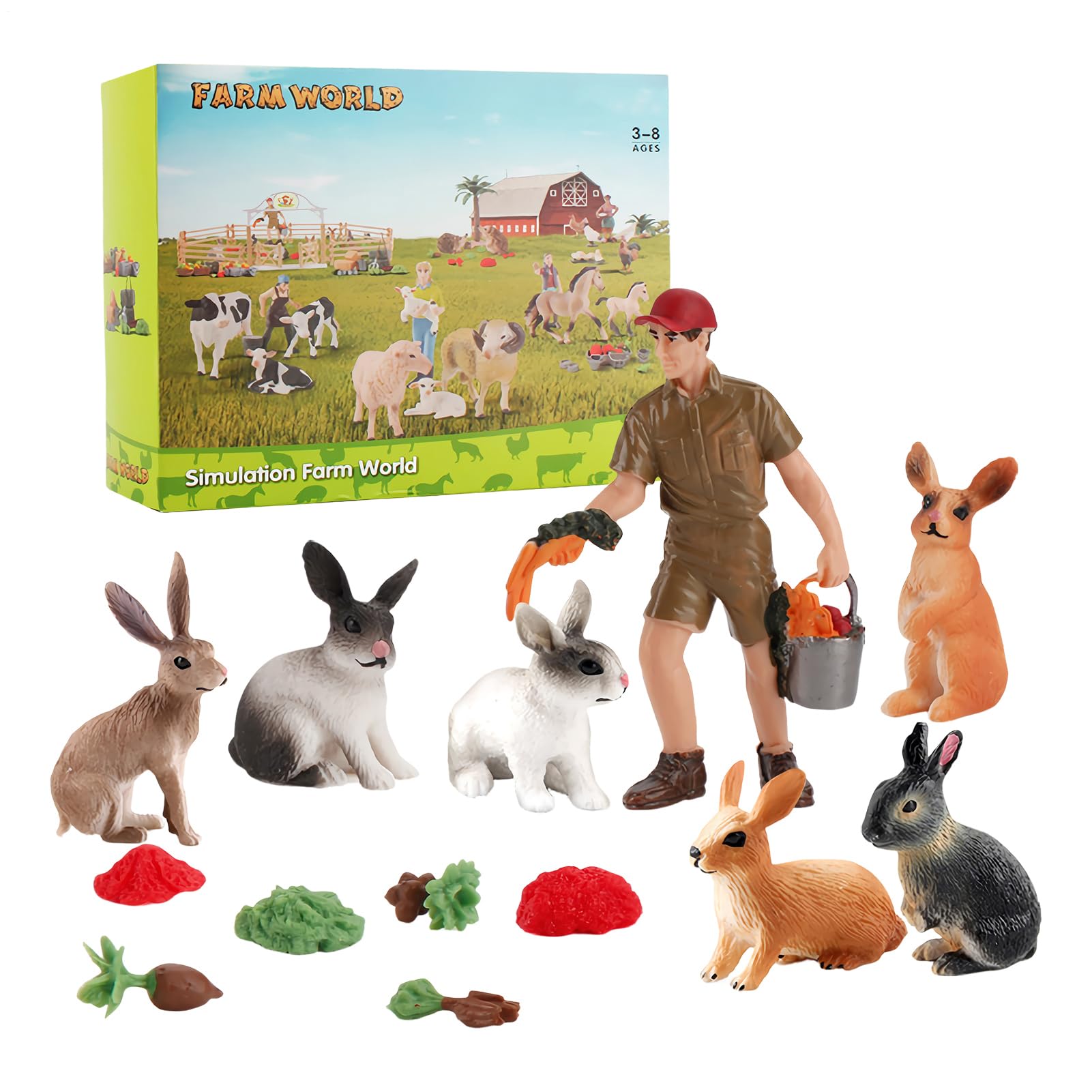 Statue de lapin en miniature et animaux de la ferme aux détails réalistes