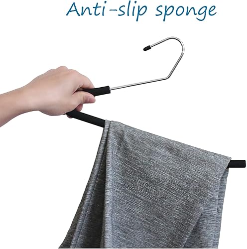 Miniatura 6 de Perchas para pantalones de extremo abierto, paquete de 10 perchas acolchadas de espuma antideslizante para pantalones que ahorran espacio