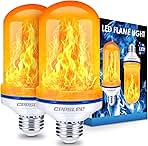 Halloween Decorations Upgraded LED Flame Light Bulbs, 4 Modes Flickering Light Bulbs, E26 Base Fire Flame Bulb, Christmas Lights Patio Outdoor Indoor Home Decor (Yellow, 2 Pack)