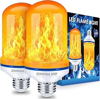 Halloween Decorations Upgraded LED Flame Light Bulbs, 4 Modes Flickering Light Bulbs, E26 Base Fire Flame Bulb, Christmas Lights Patio Outdoor Indoor Home Decor (Yellow, 2 Pack)