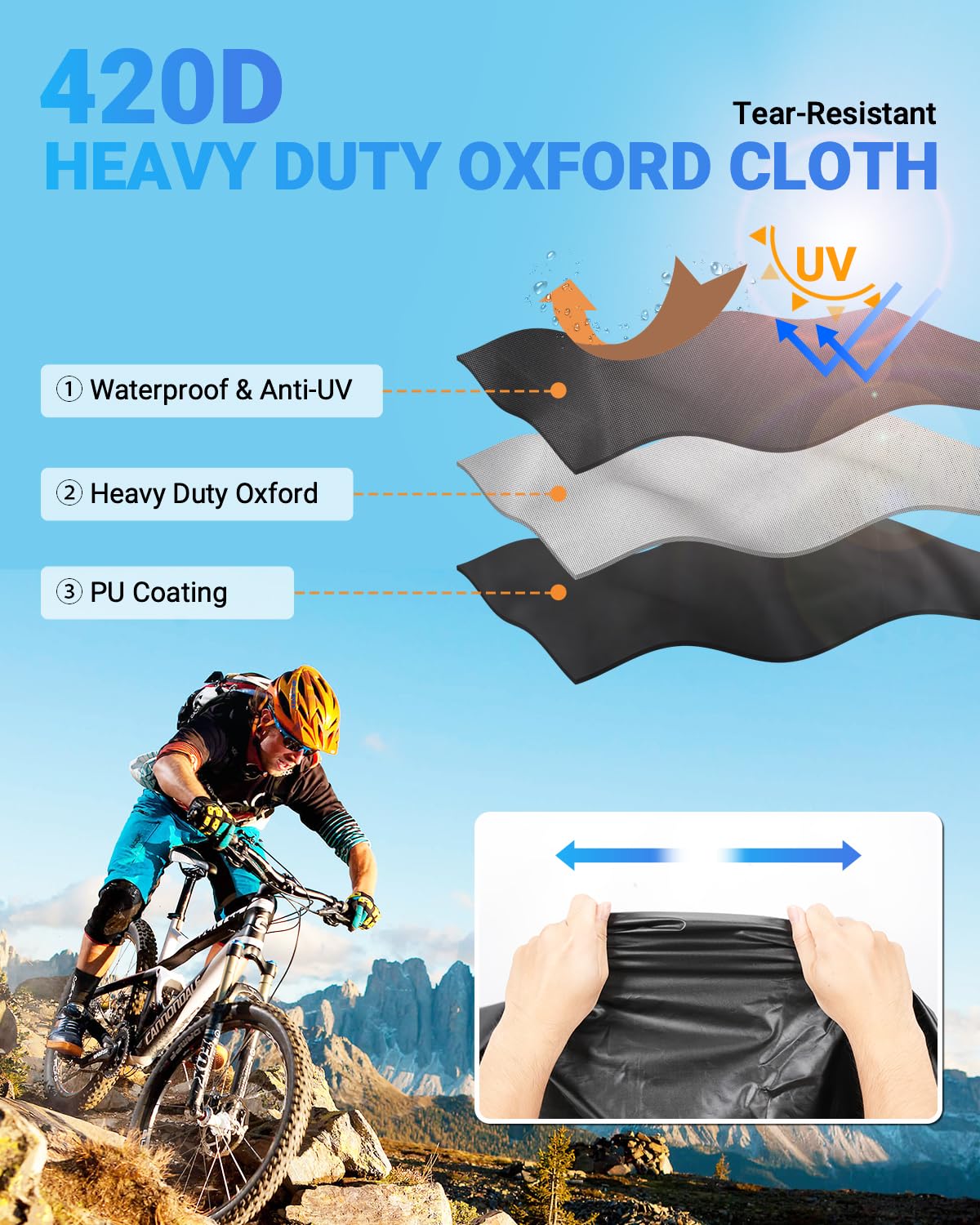 SUPAREE Copri Bicicletta 3 Bici Telo Copri Bicicletta Esterno Telo Copri Bici Impermeabile 420D Oxford Heavy Duty per Camper da Trasporto Viaggio