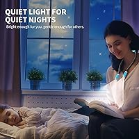 Vista 6 de LUXJET Luz de lectura de cuello y luz de libro para leer en la cama, manos libres, 6 niveles de brillo, brazos flexibles de 360°, recargable de 80