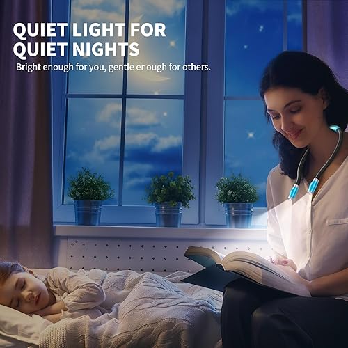 Miniatura 6 de LUXJET Luz de lectura de cuello y luz de libro para leer en la cama, manos libres, 6 niveles de brillo, brazos flexibles de 360, recargable de 80