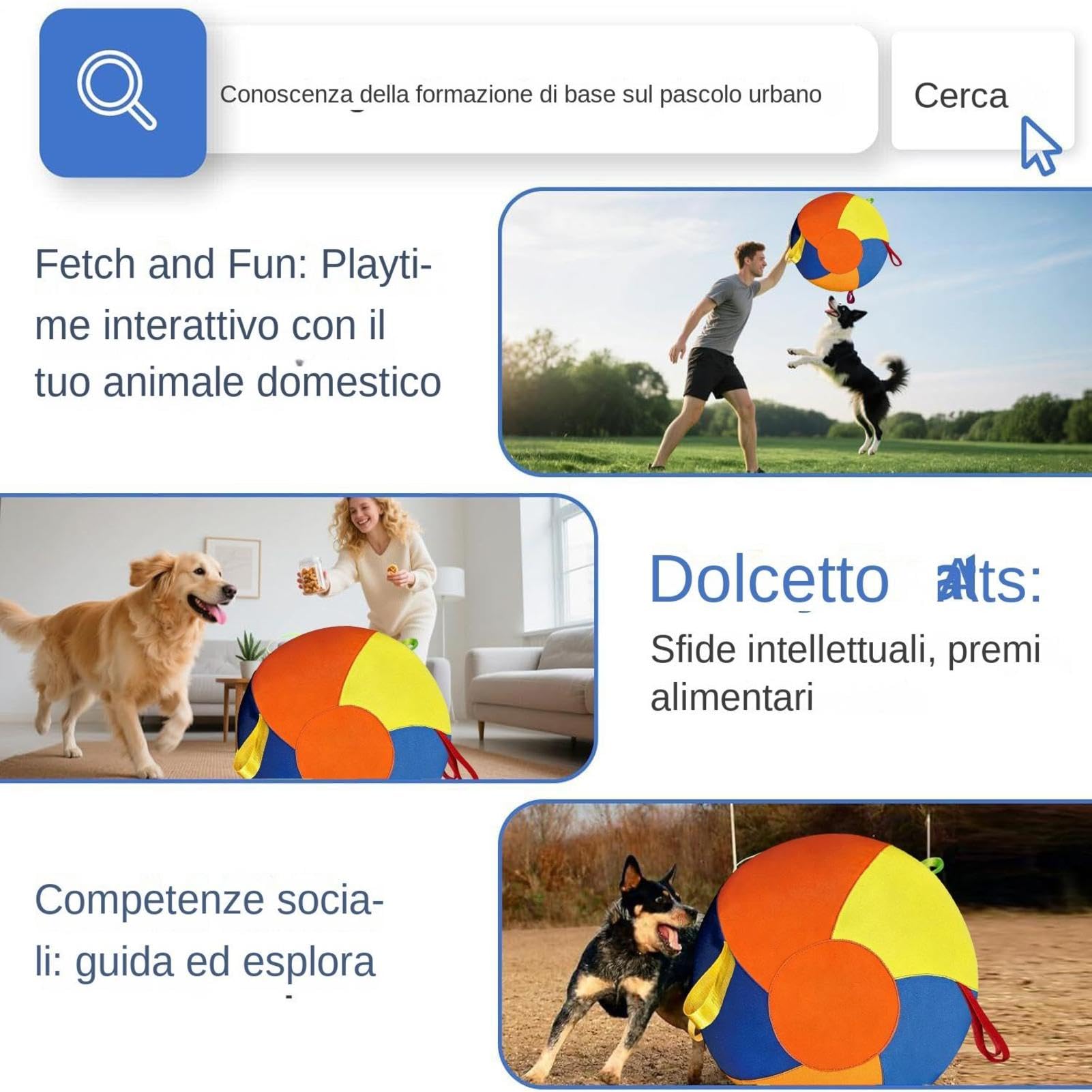 Palla Da Pastore Per Cani - Jolly Ball Da Addestramento Interattivo Da 50 Cm, Giocattolo Per Animali Con Rivestimento In PVC In Tessuto Di Poliestere | Forniture Per Animali Domestici In Movimento
