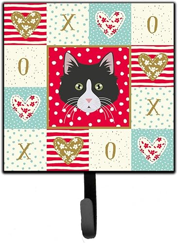 Caroline's Treasures CK5164SH4 Correa o llavero de gato del bosque siberiano, rojo, ganchos de pared, ganchos para llaves, soporte para colgar