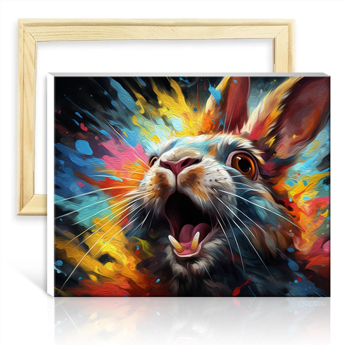 TANGFEIY Digital Painting Kits Bunny DIY Fabric Decorating Kits with Brushes and Acrylic Pigment Arts Crafts Project for Home Wall Decor Gifts DIY Frame(40x50cm)
