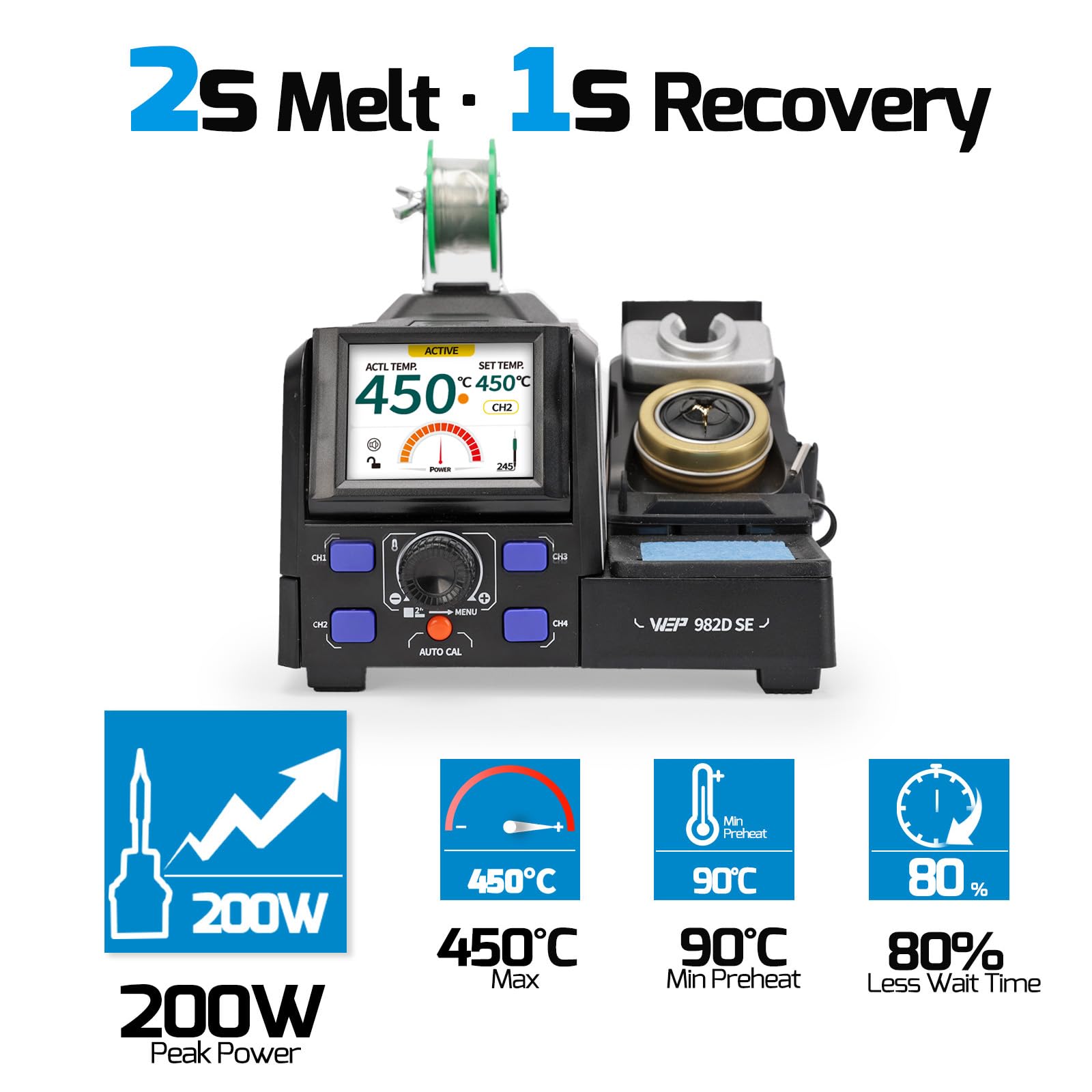 WEP 982D-SE 245 200W Stazione Saldante di Precisione, Riscaldamento 1S