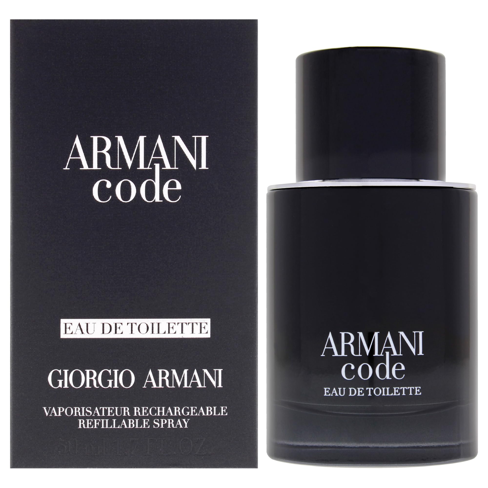 Giorgio Armani Code Eau de Toilette Rechargeable 50ml – Iconic Men’s Fragrance with Fresh Woody Notes