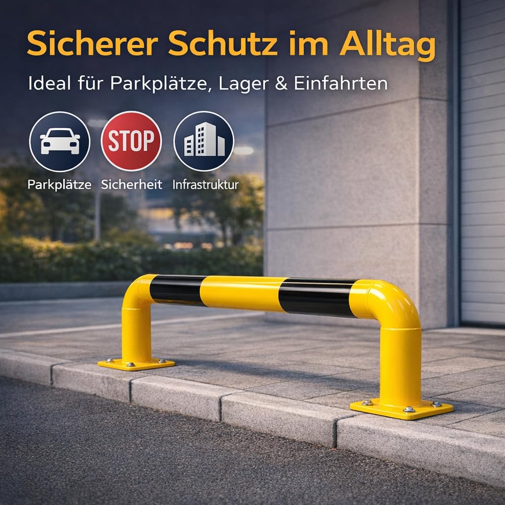 Arceau de protection 100 cm - Protection maximale pour l'entrepôt et l'allée - Coins de protection solides en acier pour étagères, étagères hautes, cour et garage (arceau de protection 100 cm)