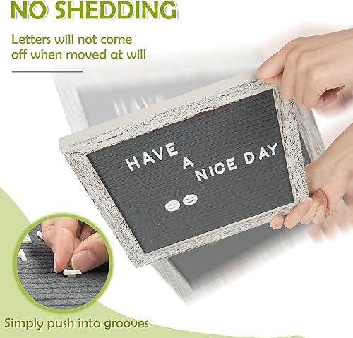 Miniatura 4 de 4 THOUGHT Cartel de letras con 500 letras de fieltro de 10 x 10 pulgadas con soporte para el primer día de escuela, marco de madera blanca, tablero