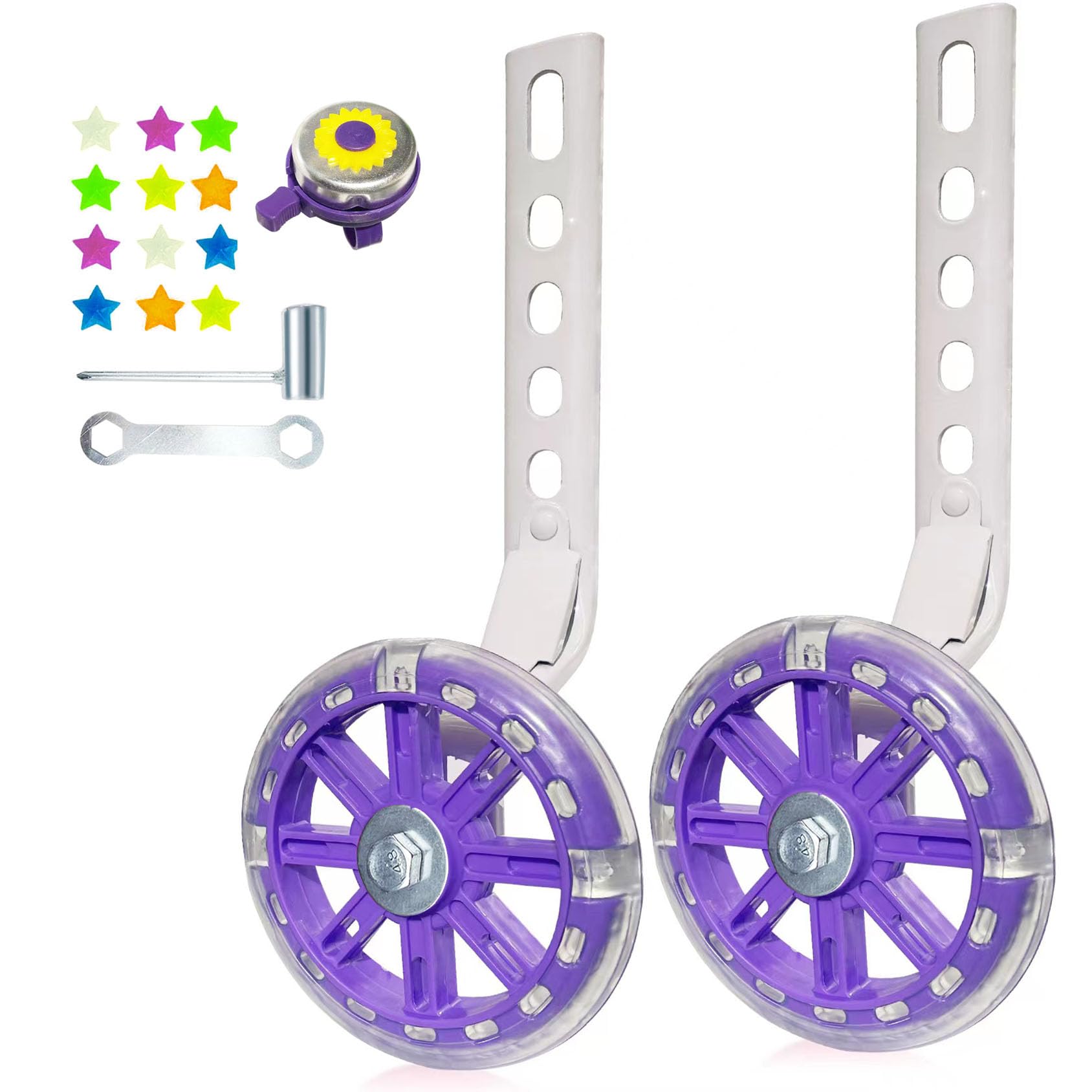 DDJKCZ Training Wheels Flash Mute Wheel Bicycle Compatible for Bikes of 12 14 16 18 20 Inch