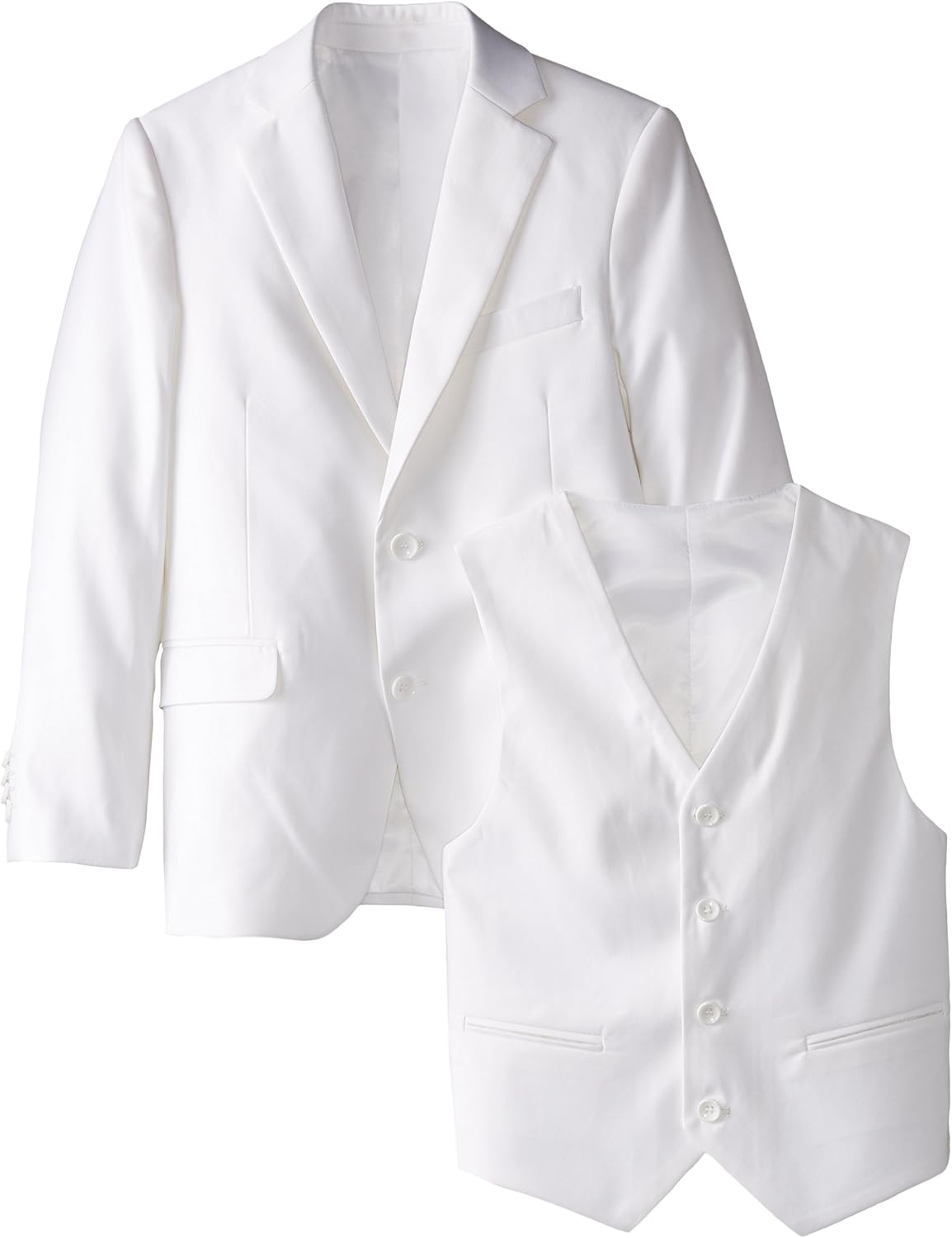 American Exchange Big Boys' Boys Solid Vested Suit, White, 18