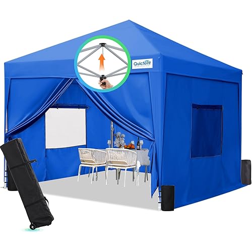 Quictent Privacy 10x10 Pop up Canopy Tent with Sidewalls and Roll-up Ventilated Windows, One Person Setup, Easy Outdoor Commercial Gazebo Shelter Enclosed Waterproof, Bonus 4 Sandbags