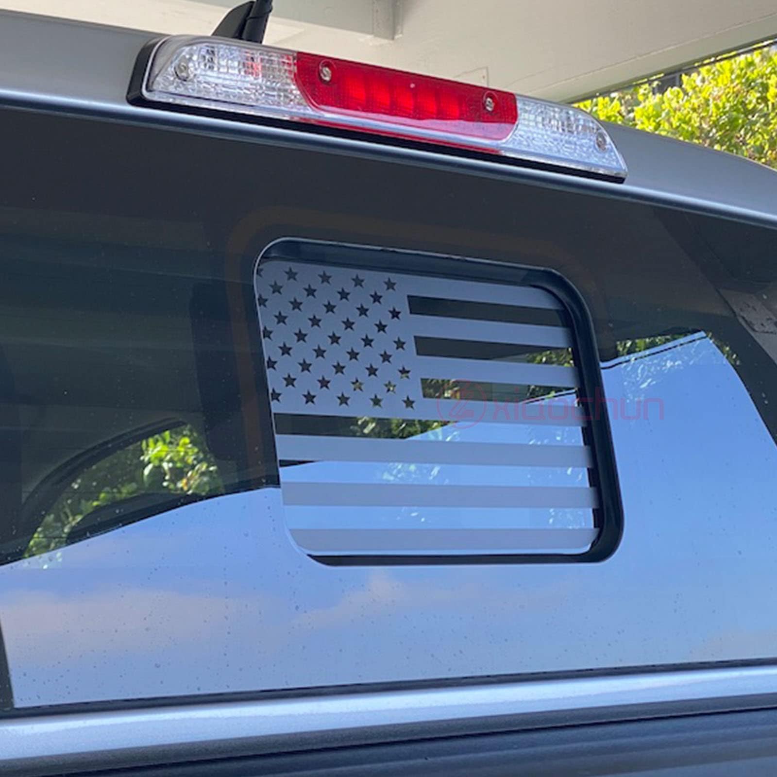Zxiaochun Rear Middle Window American Flag Decal for Ford Ranger 2018-2022 2023 2024 2025 2026, Back Centre Sliding Window Glass USA Flag Vinyl Sticker (Matte Black)