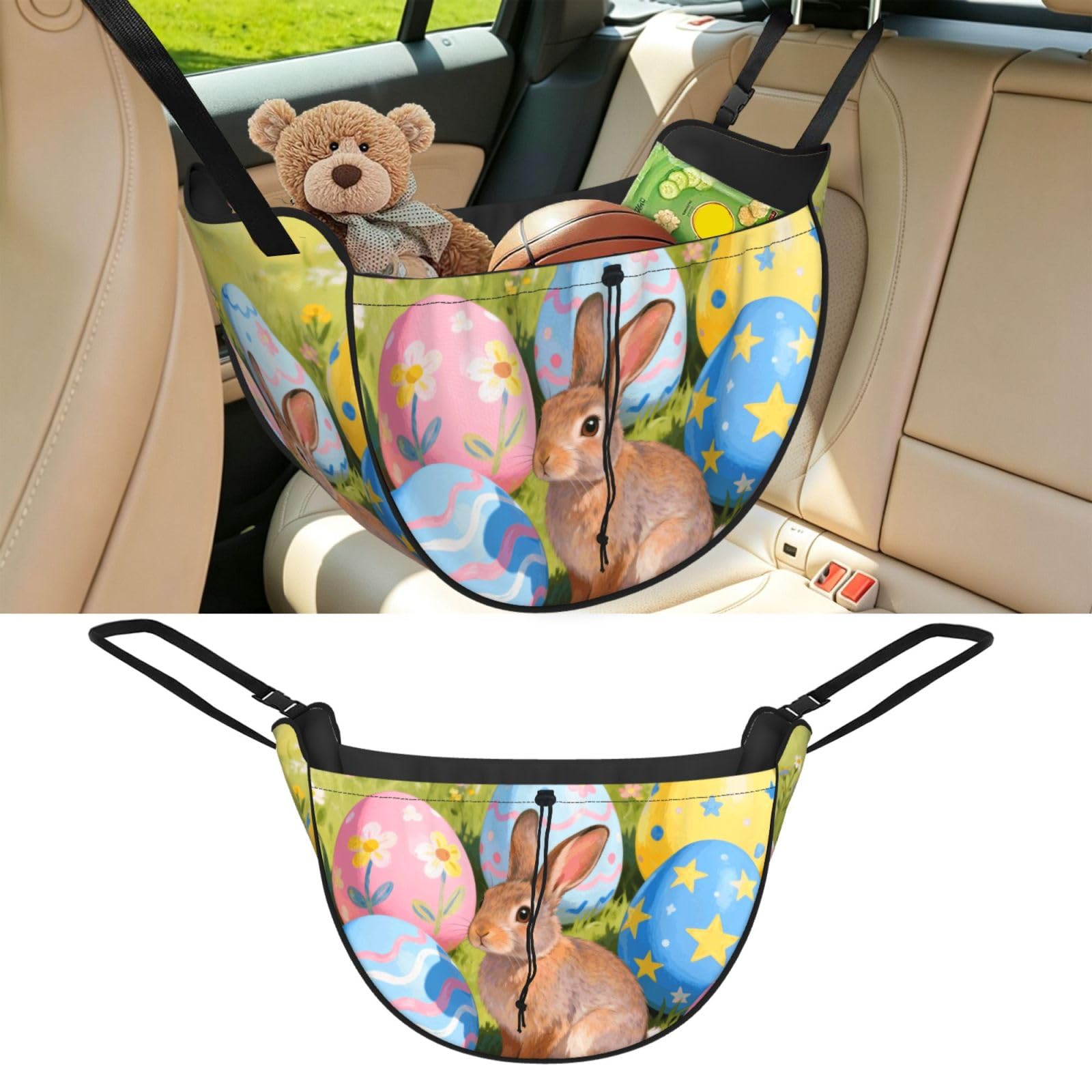 Cntdbu Black Easter Eggs Car Seat Organizer-Backseat Storage Bag For Travel