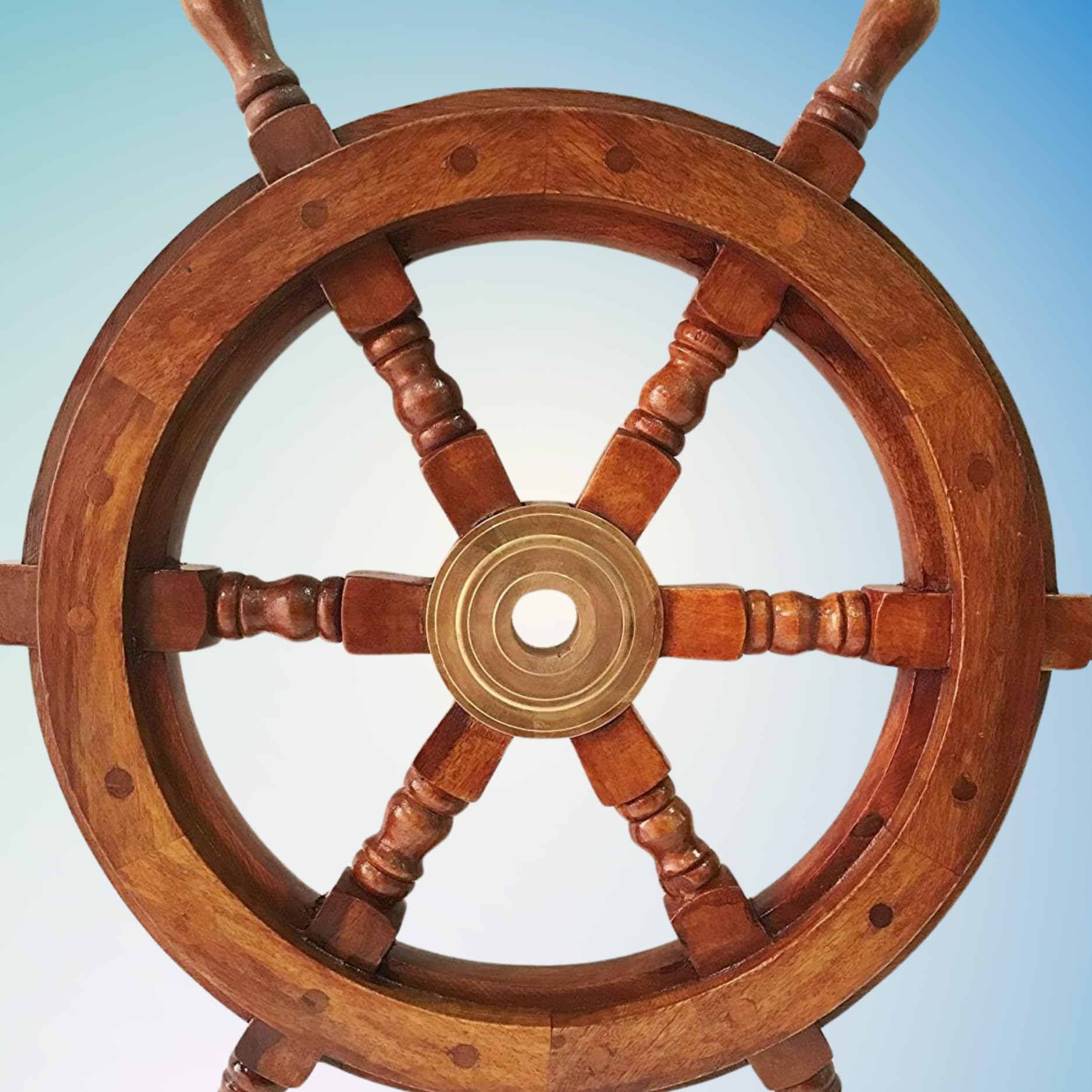Fakhr Wood Handicrafts 36" Wall Hanging Ship Wheel – Nautical Home Decor Showpiece & Gift Idea (36" x 2" x 36")-image-4