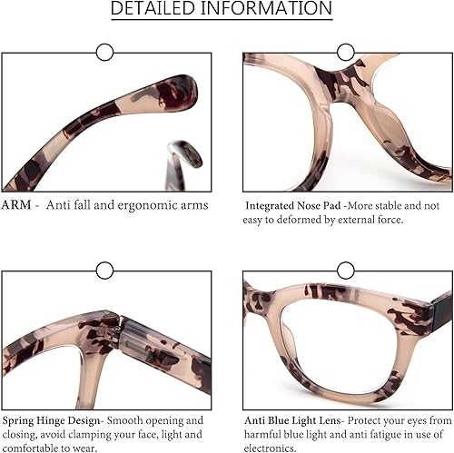 Miniatura 10 de DXYXYO Gafas de lectura estilo Oprah de gran tamaño para mujer, paquete de 3 con bisagra de resorte, bloqueo de luz azul cuadrada, lector de