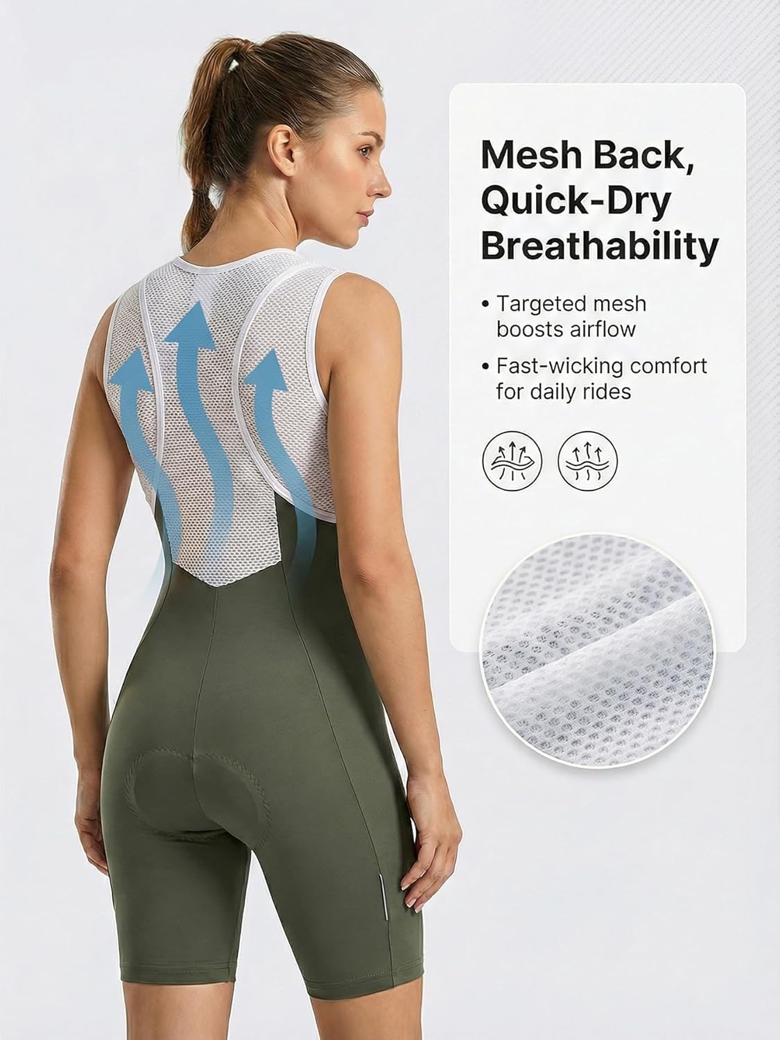 qualidyne Womens Cycling Bib Shorts, 4D Padded Chamois, 120kg/m3 High-Density Foam for Road Bike & Indoor Cycling - Image 4