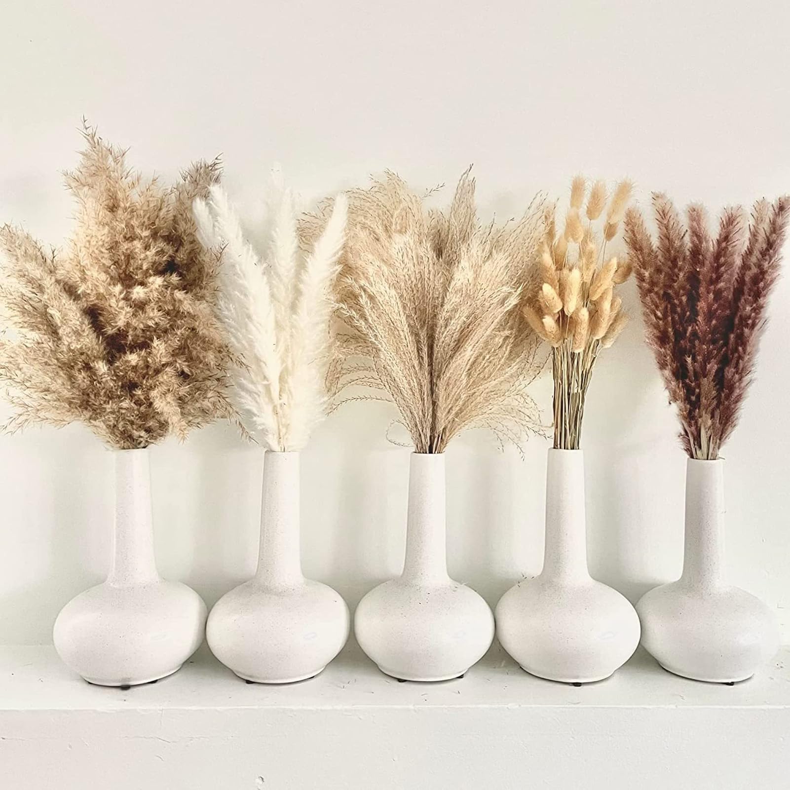 Frogetu Lot 110 Tiges Herbe De La Pampa Séchées – Bouquets Bohème Avec Queues De Lapin, Eucalyptus, Déco Mariage & Salon