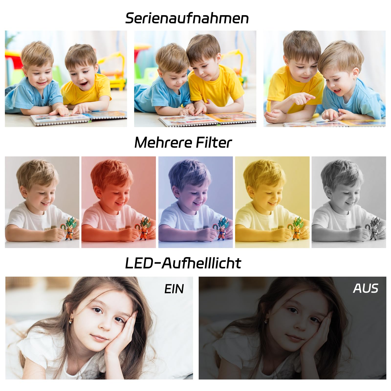 Digitalkamera 1080P 48MP Fotokamera Kamera für Kinder Jugendliche, 2,4" Tragbare Kompaktkamera mit 32GB SD-Karte, Geschenk für Studenten Anfänger Jungen Mädchen
