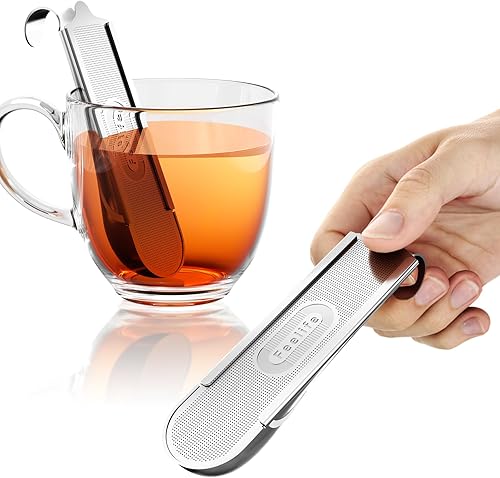 Infusor de té para té de hojas sueltas, infusor de cuchara de té 2 en 1, coladores de té de malla fina para té suelto, taza individual, té de hojas