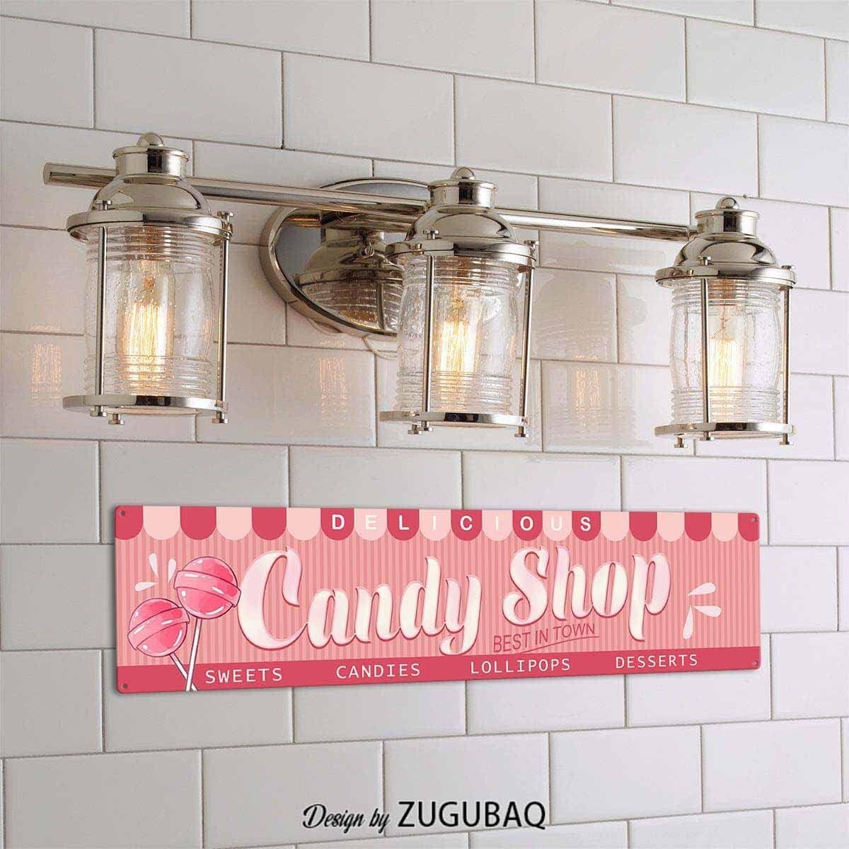 Candy Shop Metal Sign Sweets Candies Lollipops Desserts Theme Party Supplies Funny Decorations Home Kitchen Office Desk Wall Art Decor 15.5" x 3.7" image 4