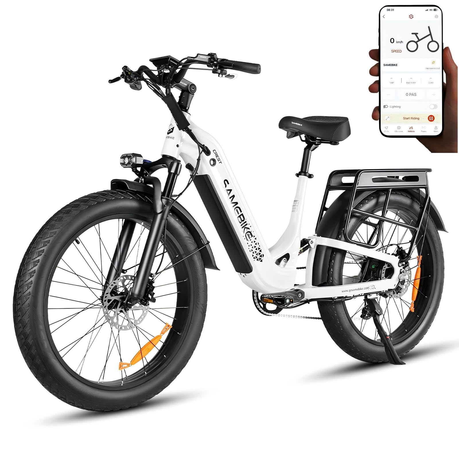 SAMEBIKE Crest Bicicleta eléctrica de montaña, e-Bike 26x4.0