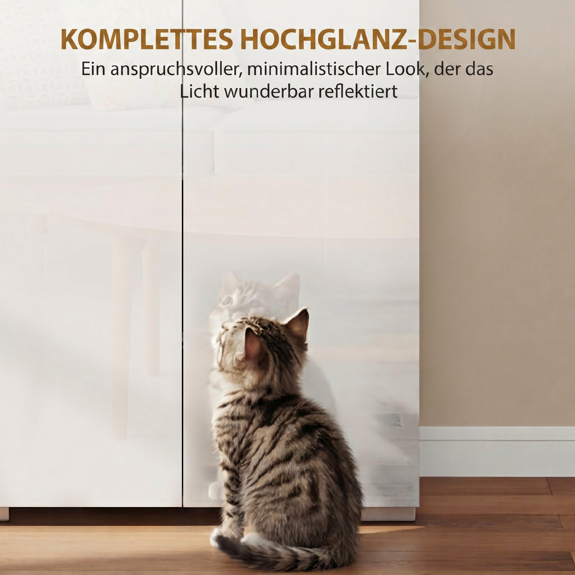 HOMCOM Küchenschrank Vorratsschrank Hochschrank mit Offenem Fach, 4 Türen, Verstellbaren Einlegeböden, Mehrzweckschrank mit Soft-Close-Funktion, für Esszimmer, Hochglanz Weiß 68x34x180cm