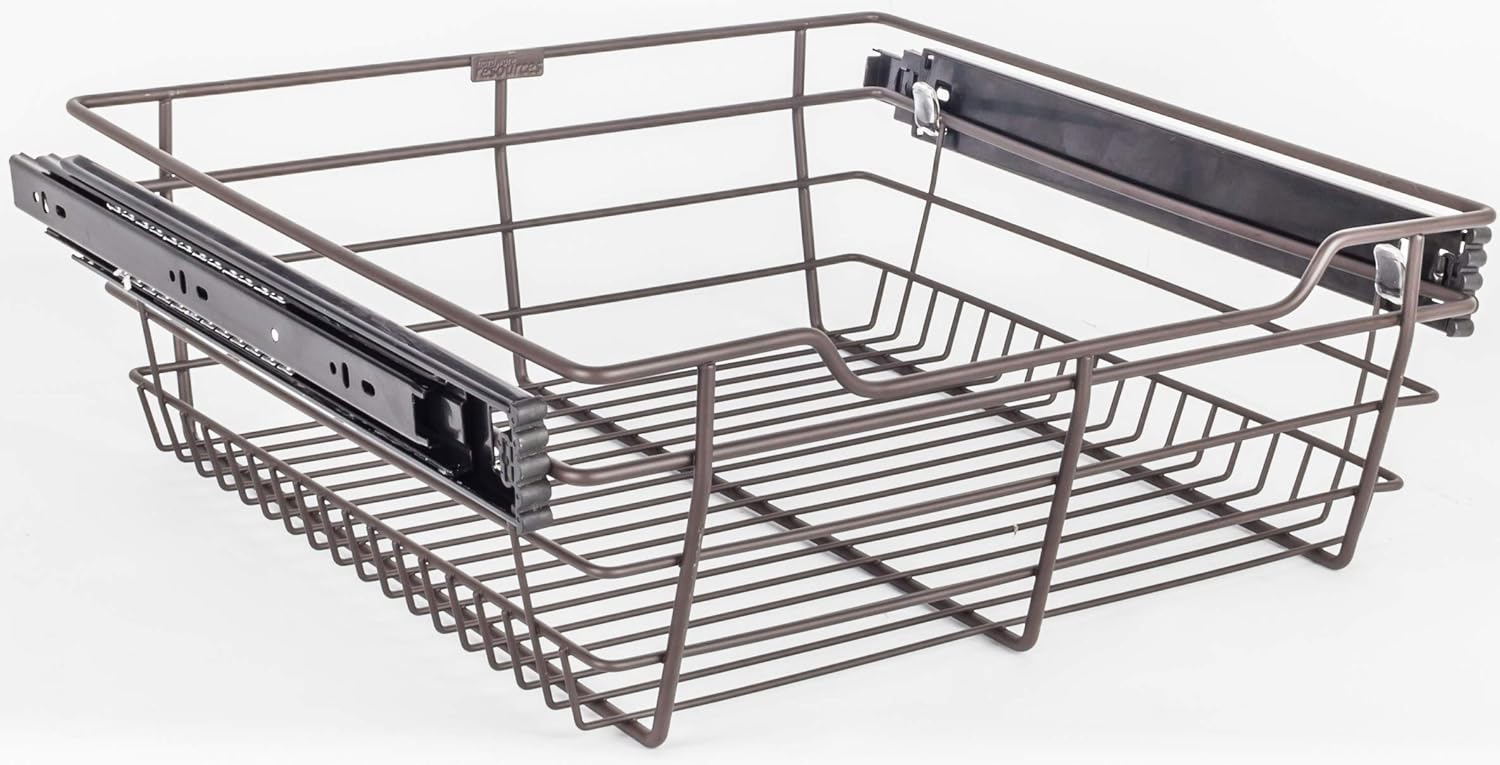 14 Inch D x 17 Inch W x 6 Inch H Closet Pullout Basket - Dark Bronze