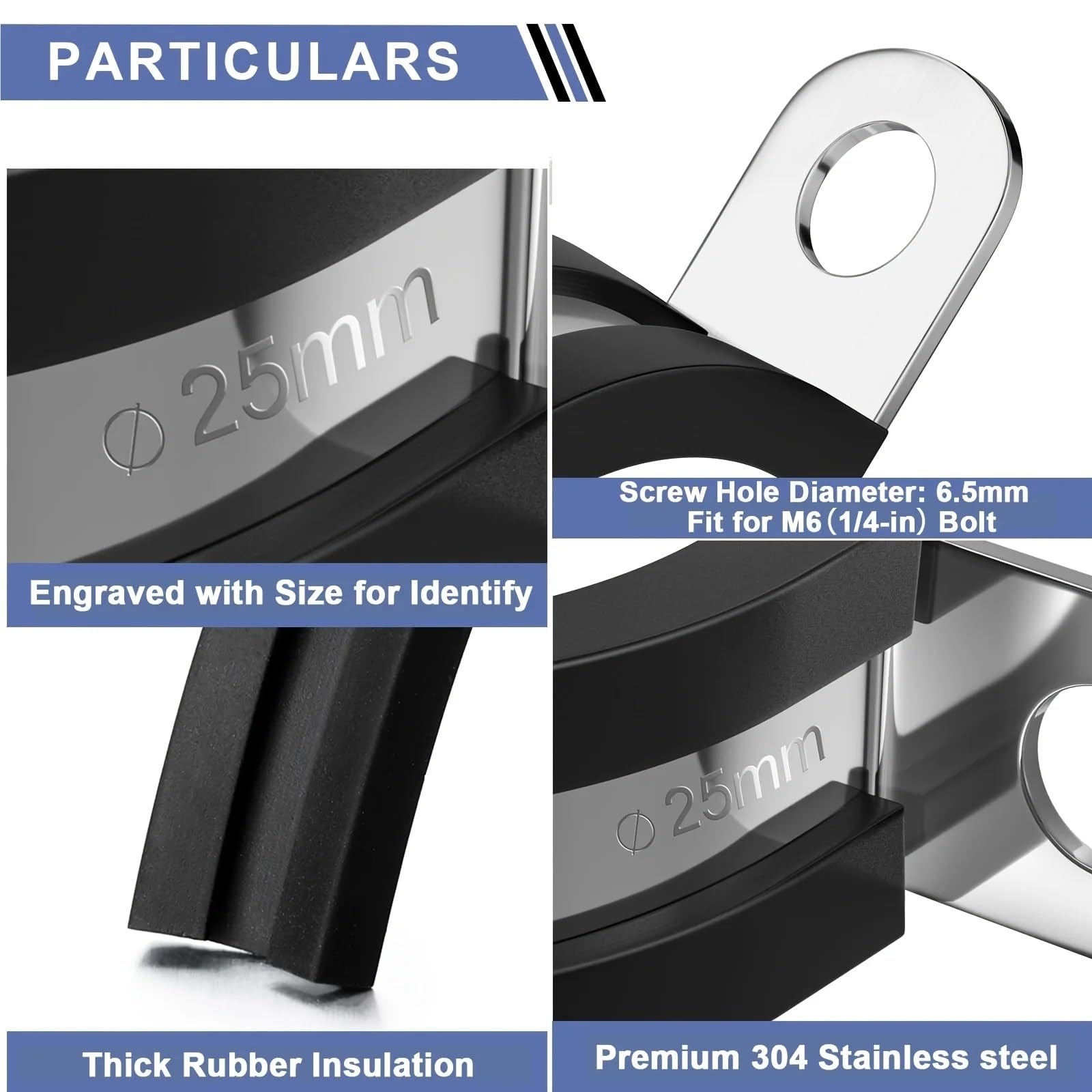 Kit assortito di morsetti per cavi in acciaio inox, 110 misure, 1/4", 5/16", 3/8", 1/2", 5/8", 3/4", 1-1/4", 1-1/2", 1-3/4", per funi metalliche (1 set)