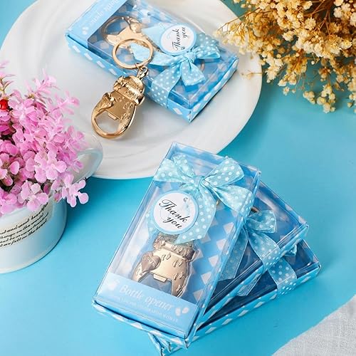 Miniatura 4 de Sieral 24 piezas de abrebotellas para baby shower, recuerdo de fiesta para invitados, llavero dorado, regalos, decoraciones, recuerdos para niñas,