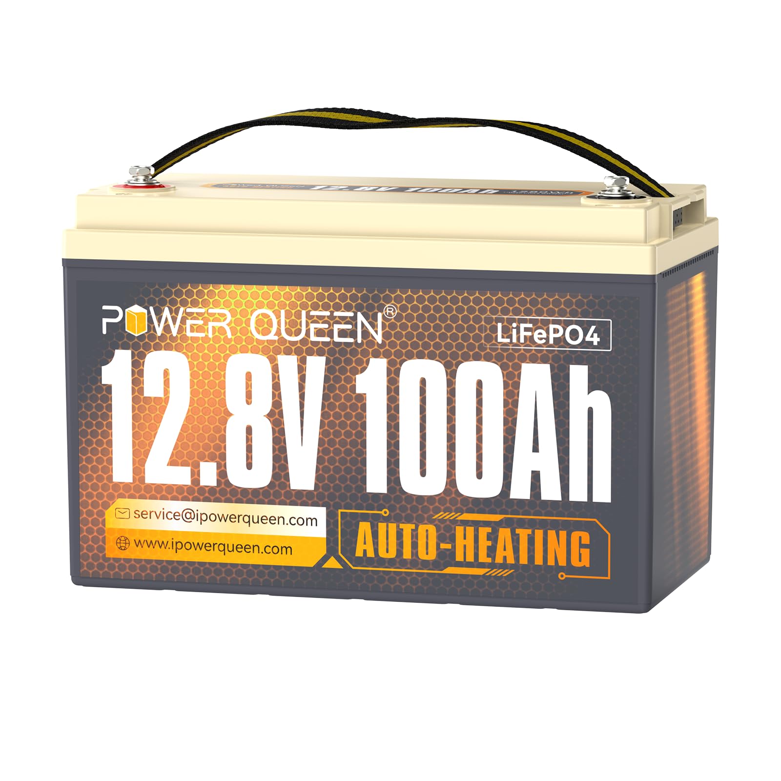 Power Queen 12V 100Ah Auto-Heating LiFePO4 Batterie, avec 100A BMS, Support Low Temp. 4°F/-20°C, batterie au lithium-fer avec 4000+ cycles, parfaite pour les camping-cars et les systèmes hors réseau.…