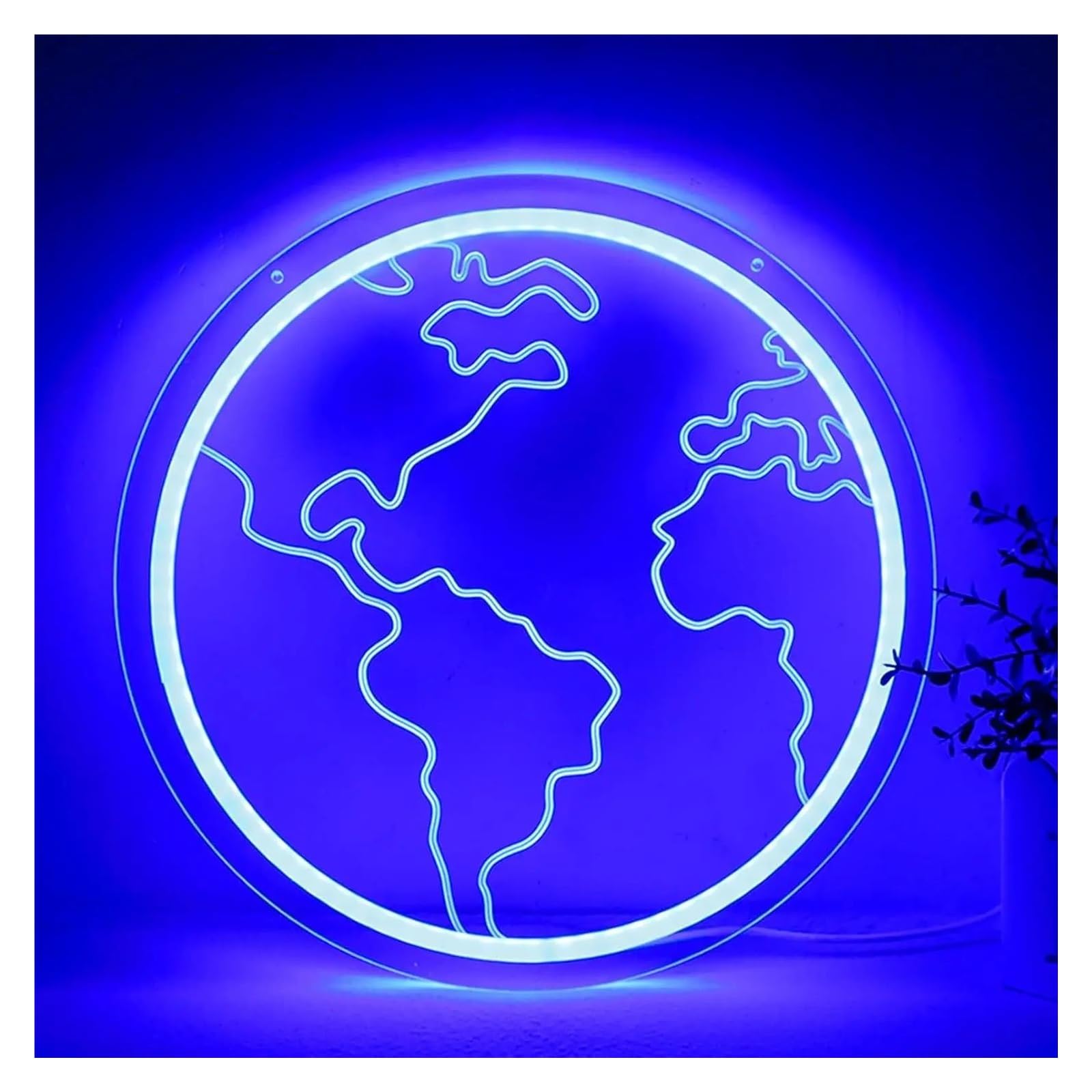 néon signe Enseigne Lumineuse Planète Terre, Intensité Variable Pour Salle De Classe, Chambre D'enfant, Fête, Anniversaire, Décoration Murale, 31cmx31cm