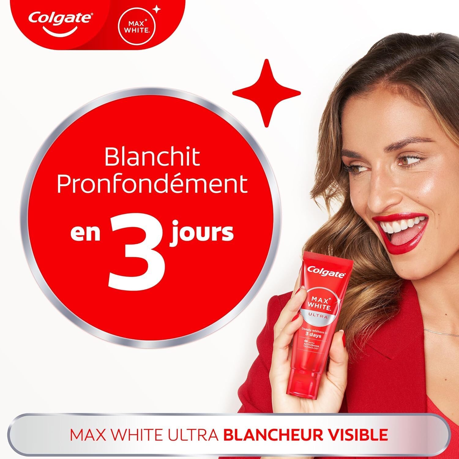 Colgate® MaxWhite Ultra Blancheur - Dentifricio 4 x 75 ml |Duo Spazzolino da denti | Dentifricio Bianchezza Visibile- Elimina in 3 giorni le macchie - Azione profonda - Tecnologia ActivShine