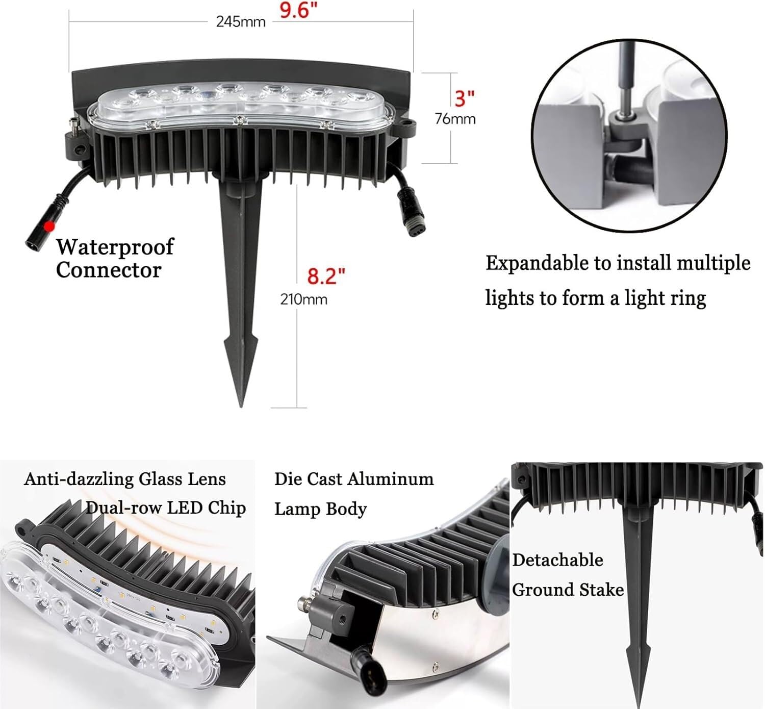 Lampki do drzew na zewnątrz DC 24V LED pierścieniowe lampki choinkowe zewnętrzne palmy krajobrazowe reflektory do patio ogrodowej ścieżki