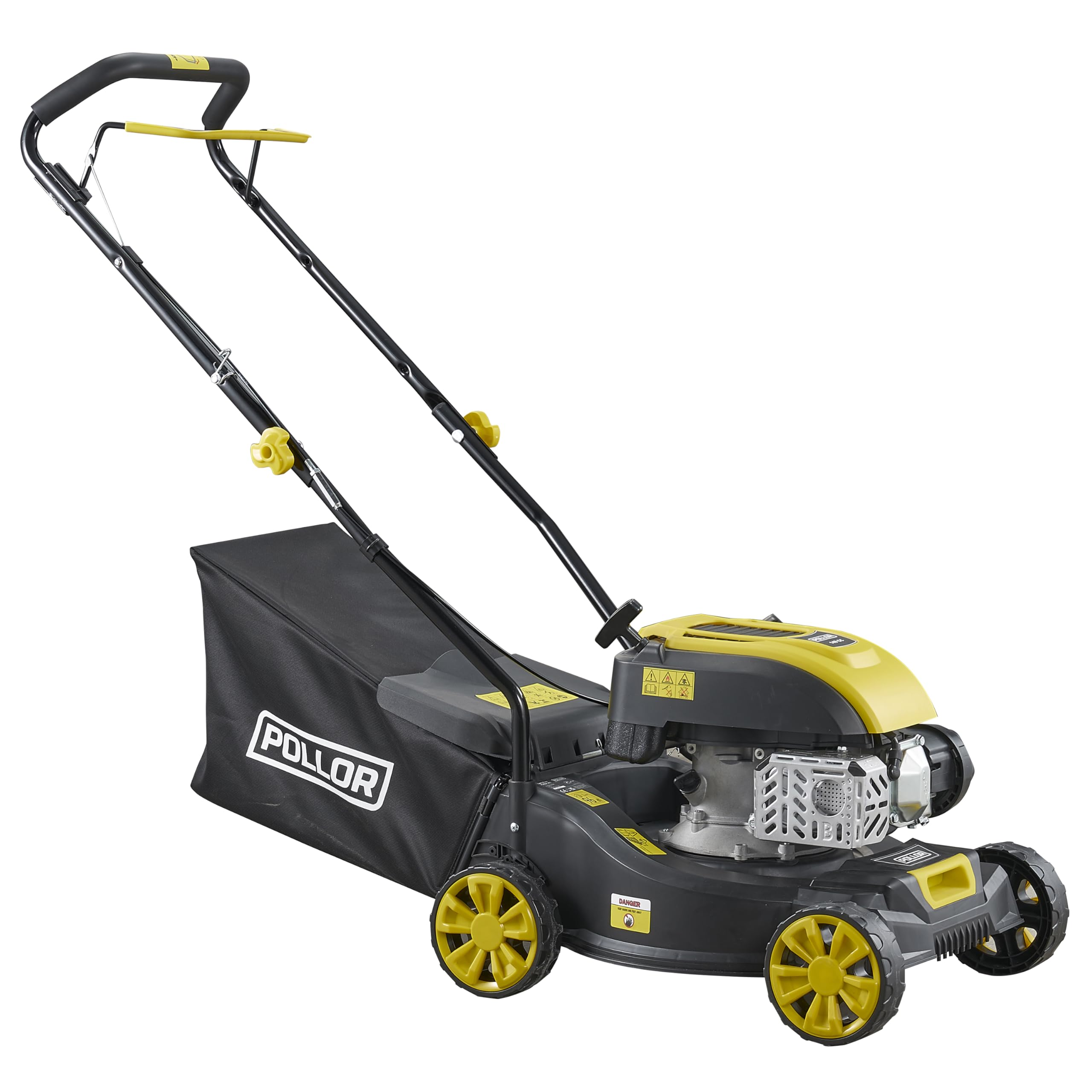 POLLOR 149cc 4-Stroke Petrol Hand Push Lawn Mower with 41cm Cutting Width 45L Grass Bag, Lawnmower