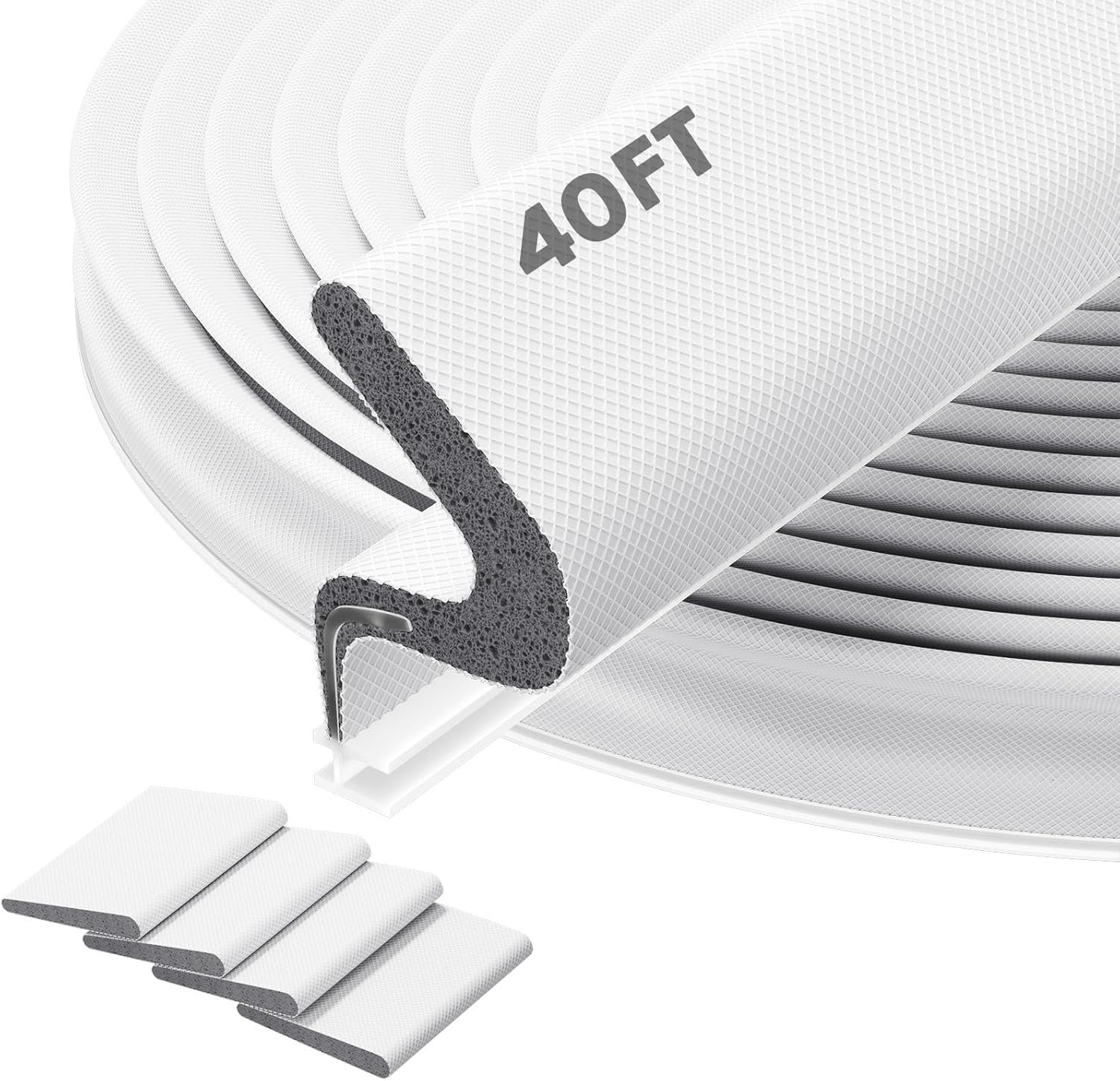 40FT Door Weather Stripping Door Seal - Kerf Front Exterior Door Weather Stripping for Door Frame Soundproofing Door Insulation Strip (with 4 Door Corner Seals)