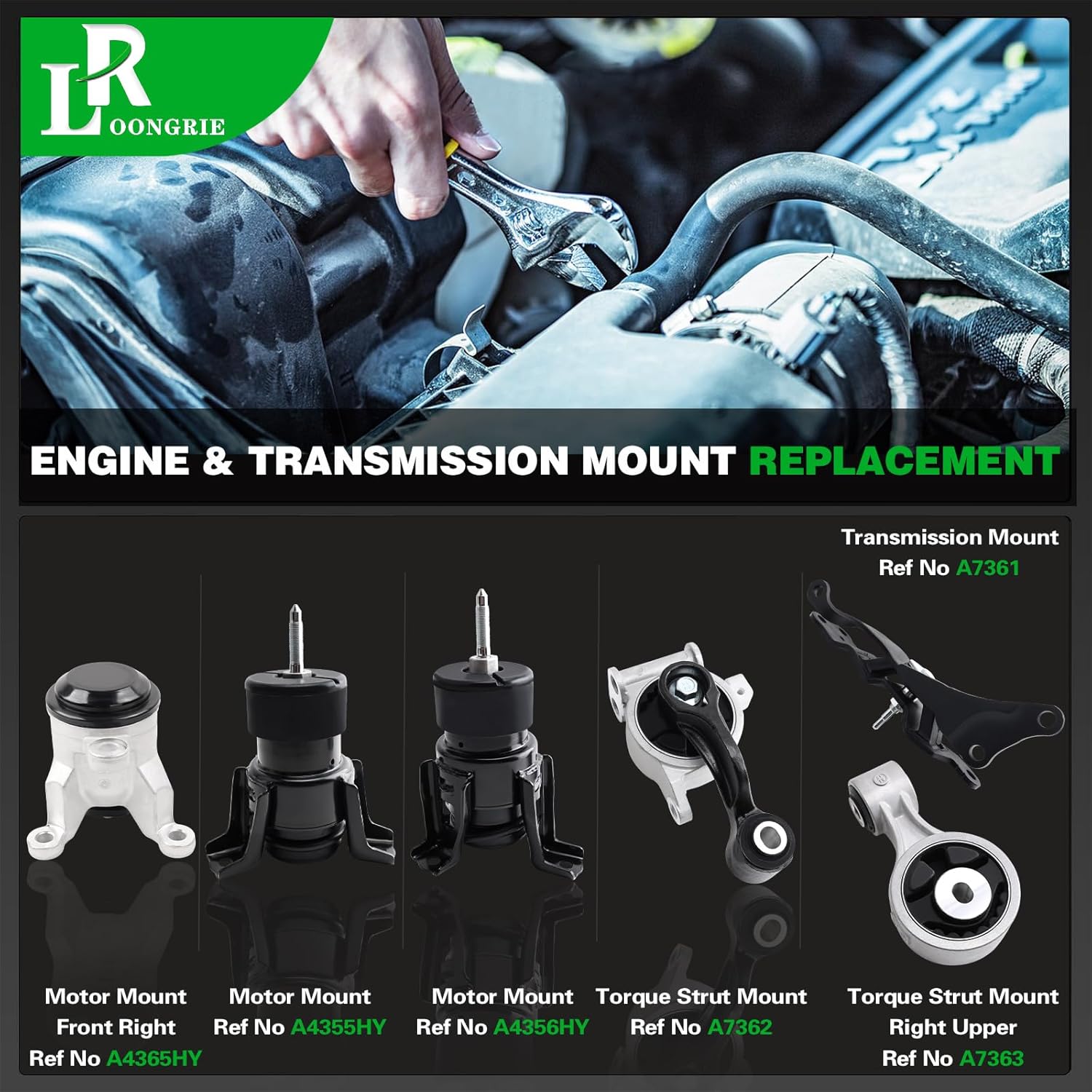 Engine Motor Transmission Mount Kit Compatible with Altima 2007-2012 3.5L V6 & Maxima 2009-2014 3.5L V6 Auto CVT Trans, Replace OE A4355HY A4356HY A7362 A4365HY A7363 A7361 6pcs