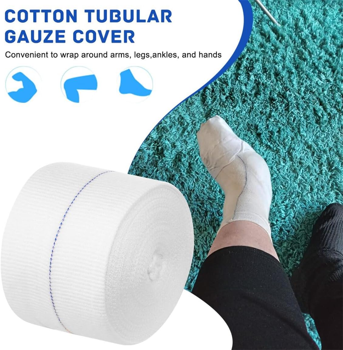 Tubular Bandages Breathable Elastic Bandage Sleeve Cotton Tubular Stockinette Gauze Roll for Cast Plaster Comfort Wear (3 Inch X 11 Yard)