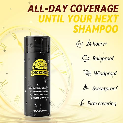 Miniatura 4 de HOKING Fibras capilares para adelgazar el cabello, marrón oscuro, ocultar la pérdida de cabello y aspecto grueso, presentación natural, fibra de